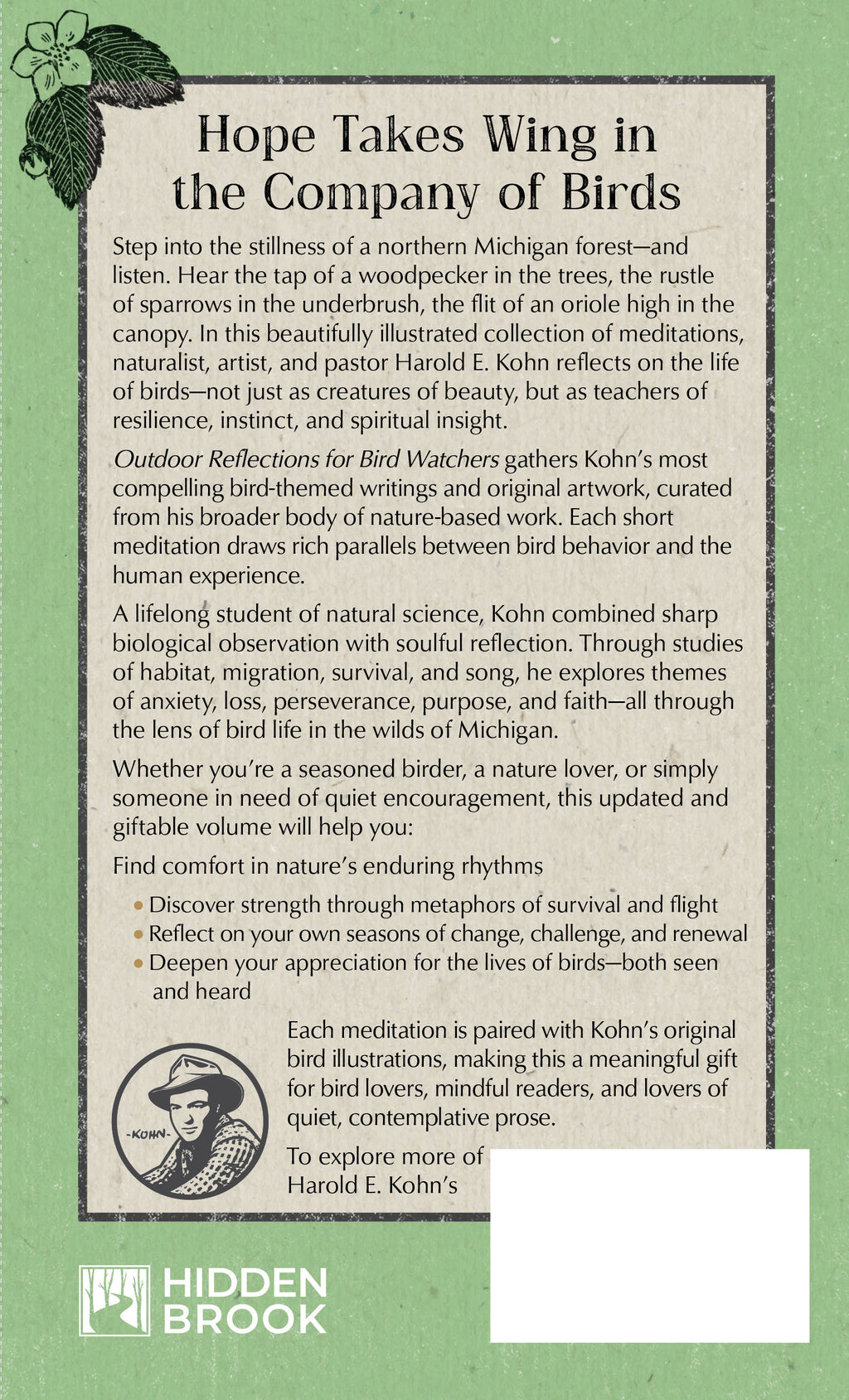 Back cover of Outdoor Reflections for Bird Watchers by Harold E. Kohn